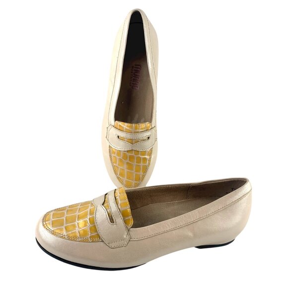 MUNRO Carrie Pearl Leather Yellow Embossed Vamp Loafers **NWOB - Picture 2 of 9